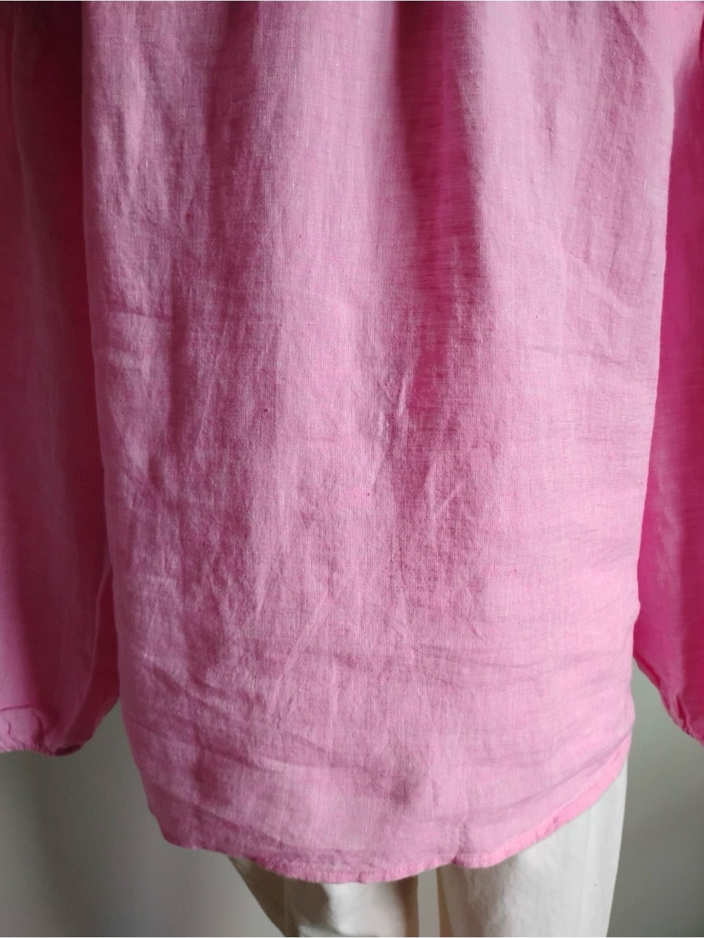 Talbots Bright Pink Linen Henley Peasant Blouse - Like New - Picture 9 of 13